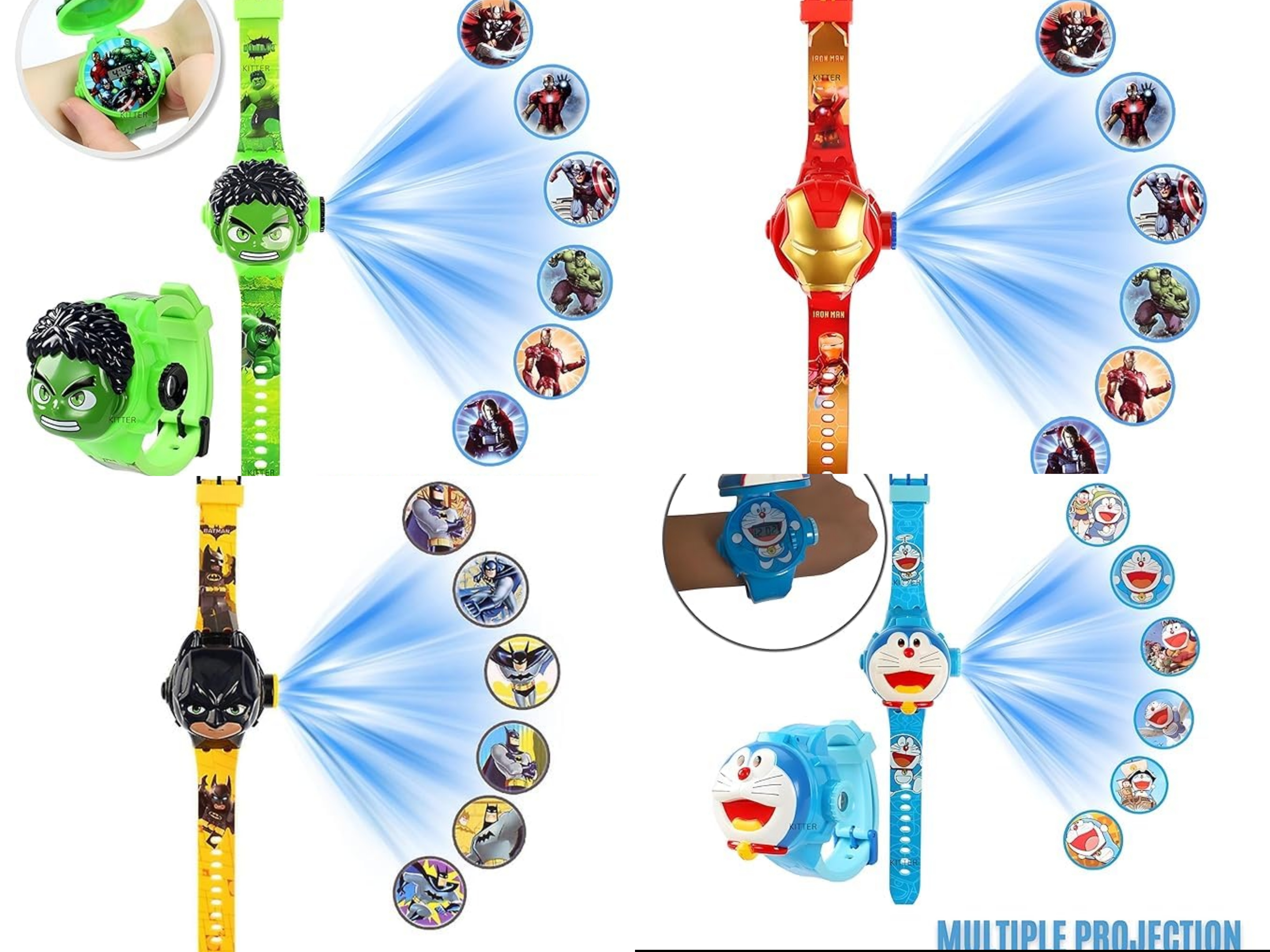 SWADESI STUFF Kids 3D Cartoon Character Projector Digital Watch for Boys (Multicolor Backlight)