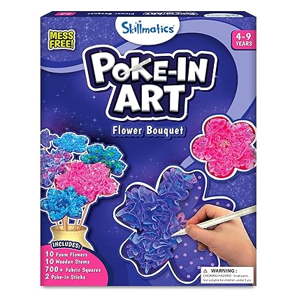 Skillmatics Art & Craft Activity - Poke-in Art Flower Bouquet, Mess-Free Art for Kids, Craft Kits, DIY Activity, Gifts for Girls & Boys Ages 4, 5, 6, 7, 8, 9