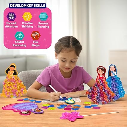 Skillmatics Art & Craft Activity - Poke-in Art Magical Princesses, Mess-Free Art for Kids, Craft Kits, DIY Activity, Gifts for Girls & Boys Ages 4, 5, 6, 7, 8, 9