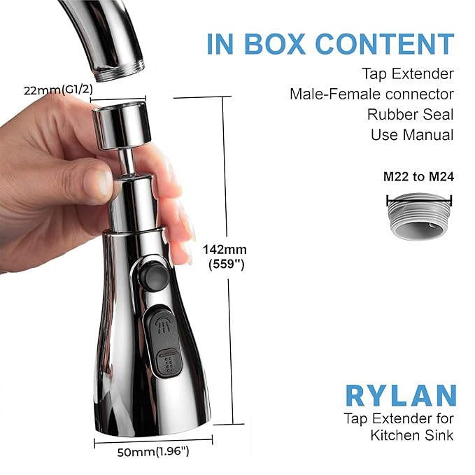 Tap Extender for Kitchen Sink, Flexible Faucet with Tap Extension for Convenient Use Upgrade Your Kitchen Sink with Flexible Tap for Easy Access | 1 Year Warranty |