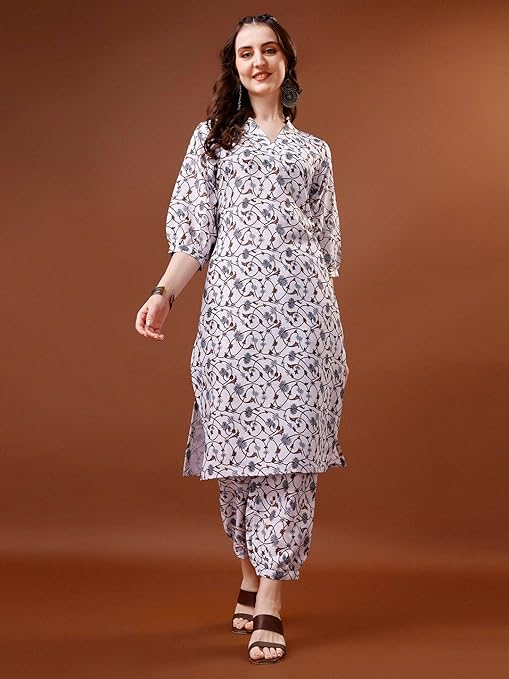 Yashika Regular Women's Trendy Printed Straight Cotton Blend Kurta Pant Set