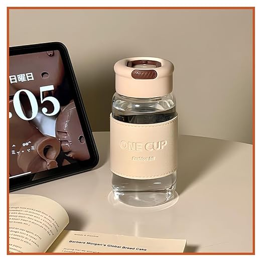 Wosta 550 Ml Leakproof Glass Water Bottle with Stainless Steel Infuser Glass Tea Infuser Bottle with Strainer and Neoprene Sleeve for Loose Leaf Tea, Cold Brew Coffee.