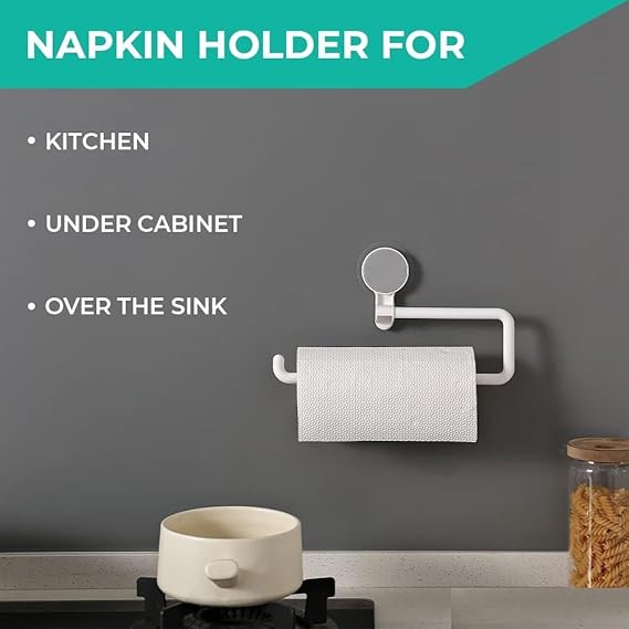 Zollyss Kitchen Towel Holder, Magic Sticker Self Adhesive Multifunctional Paper Towel Holder, Napkin Holder for Kitchen, Under Cabinet, Over The Sink, Organizer Rack for Paper Towel Roll
