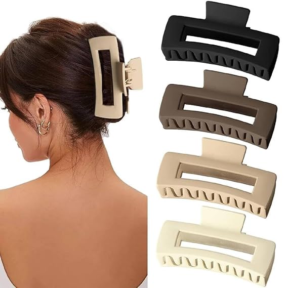 Zollyss Hair Clutcher (Pack Of 4 Pcs) Hair Clips For Women Fashion Acrylic Matte Finish Stylish Claw Clips Hair Accessories For Girls, Multicolor