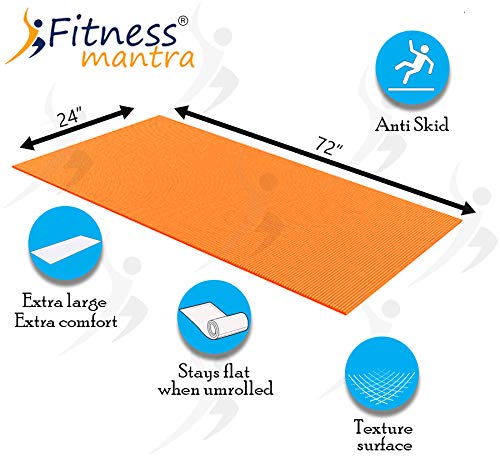 Fitness Mantra® Yoga Mat for Gym Workout and Yoga Exercise (Orange)