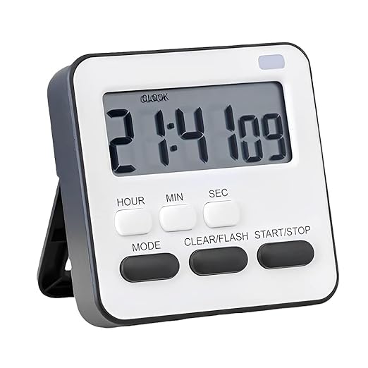 Zollyss Digital Kitchen Timer & Stopwatch, Countdown Large Digits, Loud Alarm, Magnetic Stand Round, for Cooking 