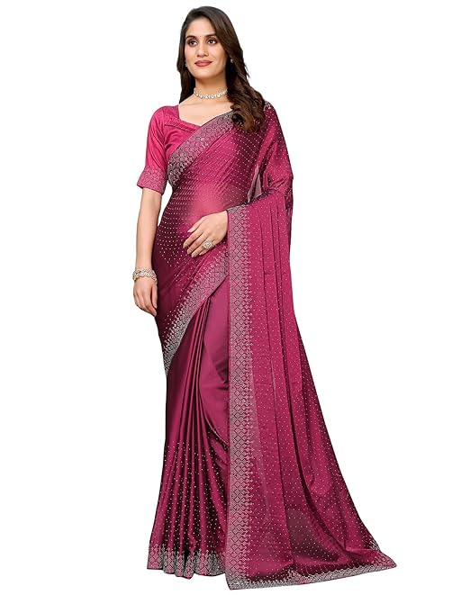 Yashika Women's Woven Chiffon Latest Black Rangoli Fabric Saree with Lace and Blouse Material