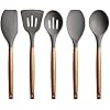 Zollyss Non Stick Silicone Spatula Spoon Laddle Utensil Set for Kitchen Cookware Tool Set, 5 Pcs (Grey)