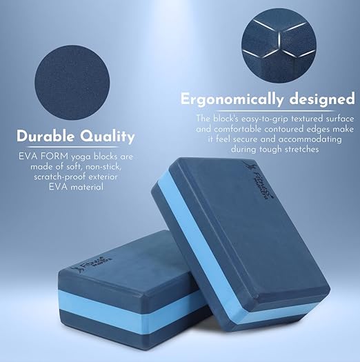Fitness Mantra® High Density EVA Block/Brick|Set of 2 Piece| Navy + Sky|