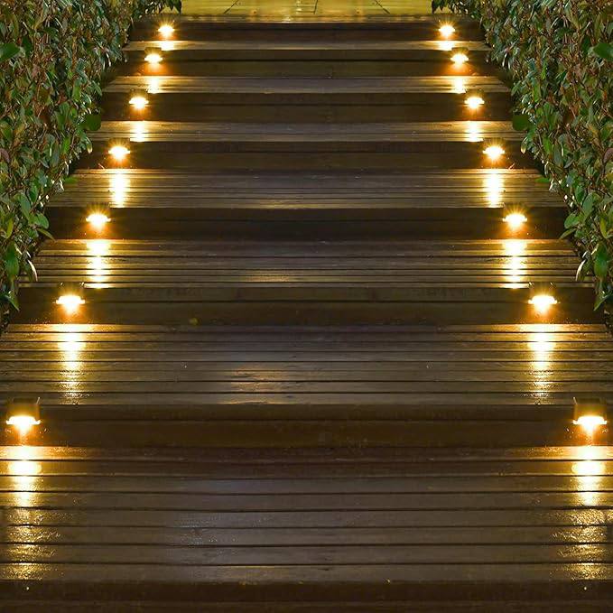 DEIZA Waterproof Led Solar Step Lights for Outdoor Decks, Railing, Stairs, Step, Fence, Yard, and Patio Christmas Decoration Lights (Brown, 1-pc)