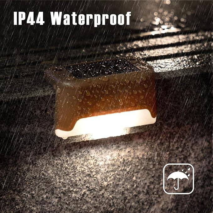 DEIZA Waterproof Led Solar Step Lights for Outdoor Decks, Railing, Stairs, Step, Fence, Yard, and Patio Christmas Decoration Lights (Brown, 1-pc)