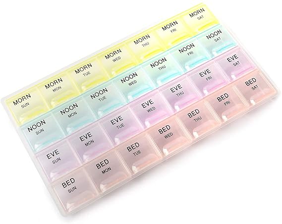 Zollyss Pill Medicine Organizer Reminder Storage Box for 28 Days or 4 Weeks, Pack of 1