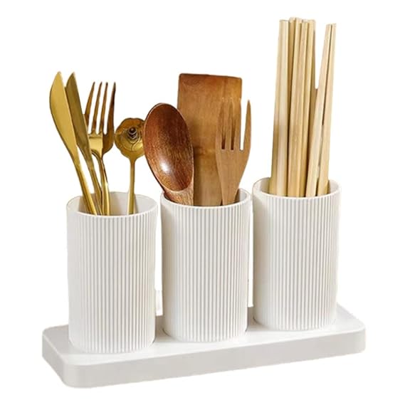 Zeinwap Kitchen Organizer - Plastic Self Draining Tableware Storage Box - Spoon, Knife, Fork, Chopstick, Cutlery Holder, Organizer Stand for Kitchen, Dining Table