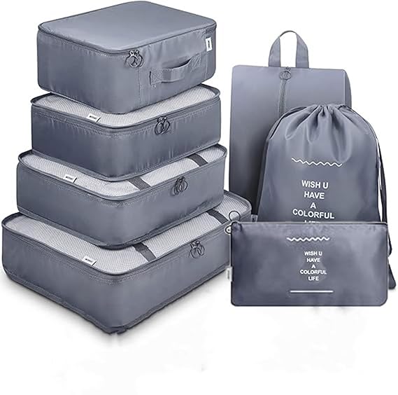 PETRICE Travel Organizer, Packing Cubes for Travel, Travel Essentials, Toiletry Bag, Packing Bags for Clothes, Travel Organizer for Women, Travel Pouch, Packing Cubes Travel Organizer (Grey)