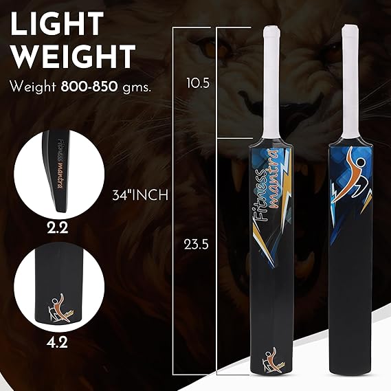 Fitness Mantra® Heavy Plastic Tennis Cricket Bat for Men, Women & Children | Lightweight| Full Size| 34" X 4.5"| Hard Plastic Bat| 1 Piece|