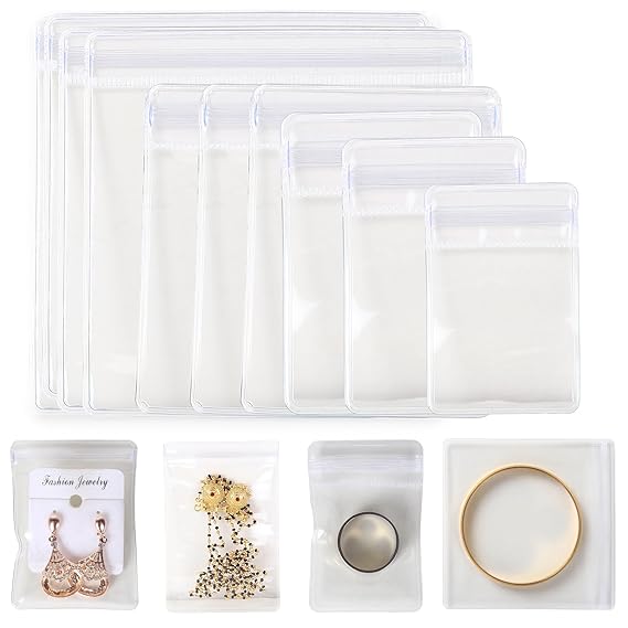 Niwlix 20 Pcs Jewellery Organiser Storage Pouches Clear Zip Lock Cover for Rings, Earings, Necklace, Transparent
