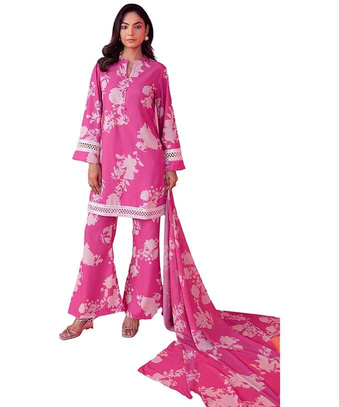 Yashika Women Cotton Blend Floral Printed Kurta Plazzo Set with Dupatta Suitable For Every Indian Occasion