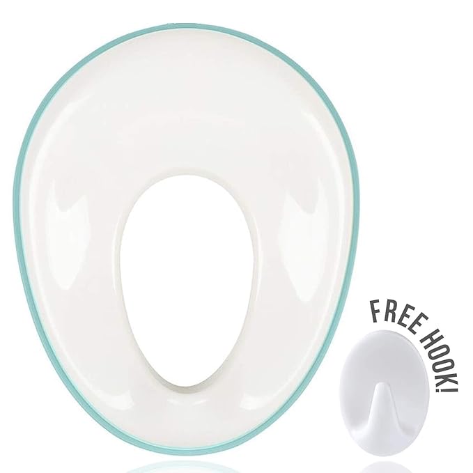 Xpandio Potty Training Seat for Boys And Girls, Fits Round & Oval Toilets, Non-Slip with Splash Guard, Includes Free Storage Hook (Blue), Plastic