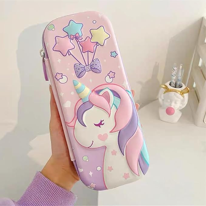 Xpandio Unicorn Pencil Case Pink Pencil Box, Star Unicorn Pencil Box Cosmetic Pouch Cute Pencil Cases for Gift (Star Unicorn)
