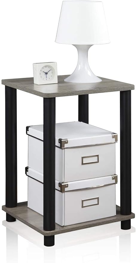 STAR WORK Premium End Table 2 Tier Shelf Rack Stand for Sofa Turn-N-Tube Side Table Corner Display Rack Hallway, Living Room, Metal, Easy Assembly, Space Saving, Industrial (ONE END Table)