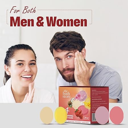 The Bath Store Solid Soap Bars | Refreshing Bathing Soaps | Tan Removal Soap | Soft & Smooth for Men & Women | Skin Whitening Soap | For All Skin Types | Pack of 4