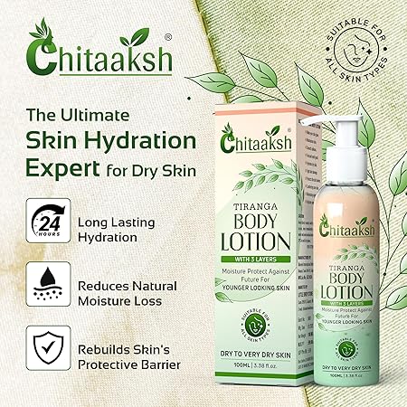 Chitaaksh Deep Nourish Body Lotion With 3 Layers for Women & Men | Non Sticky Body Moisturizer With Natural Sunscreen | Winter Body Lotion For Dry To Very Dry Skin (100 ML)