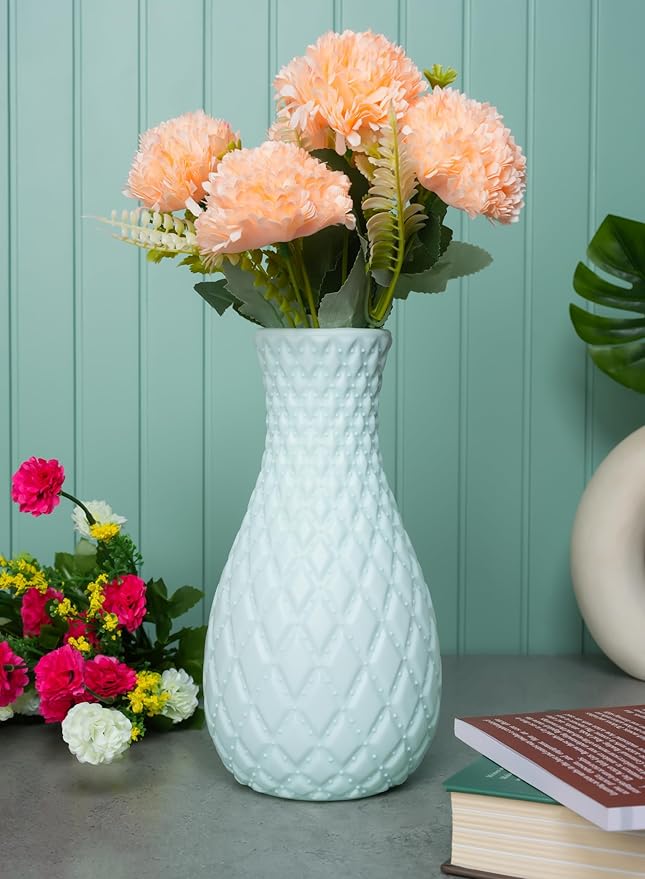 JRM Unbreakable & Lightweight Modern Plastic Flower Vase for Home Décor, Gifting, Bedroom, Office, Living Room, Restaurant, Weddings & Christmas (Pack of 1, Sky Blue) (Flower Not Included)