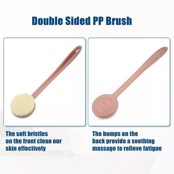 Zollyss 1 Pc Bath Brush Back Scrubber with Soft Bristles Long Handle Bathing, Spa Body Massage-Random Color