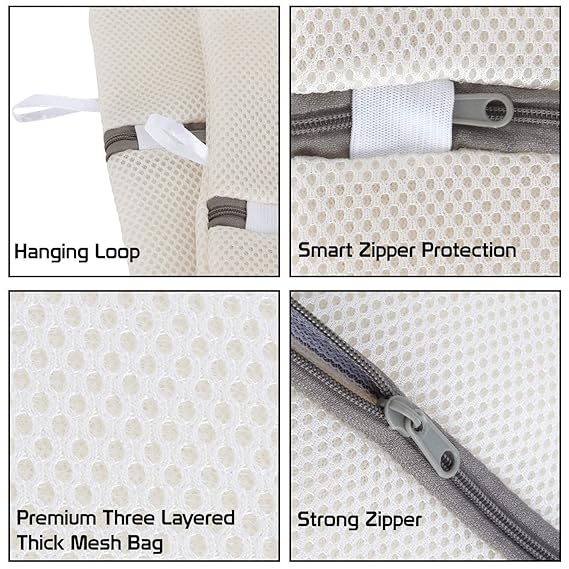 Topinon Premium Dual Layered Mesh Bags for Laundry Clothes Washing Bag Zip Laundry mesh Bag for Bra, Lingerie, Socks, Undergarments, Socks Organizer for Men Women (Pack Of 5)