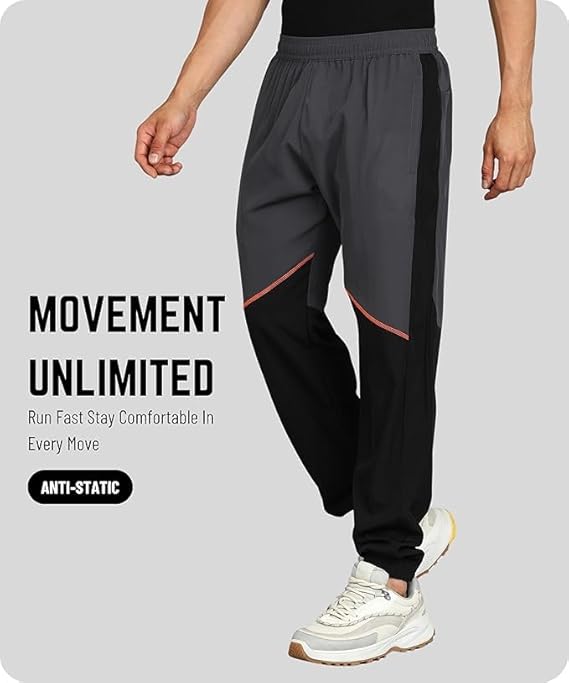 Dry Fit Men's Athletic Track Pant with Zipper Pockets Grey/Black