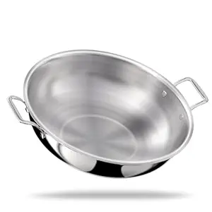 Esspy Triply Stainless Steel Kadai for Cooking with Lid | 26 cm, 3.3 Litre | Non Stick Kadhai | Induction & Gas Stove Compatible | Metal Spatula Friendly | Extra deep kadai | Stylish Handles