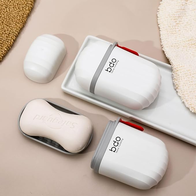 Zeinwap Travel Soap Holder - Portable Soap Dish for Home, Outdoor Hiking, and Camping - Compact and Durable Plastic Travel Soap Box (White, 2Pcs)