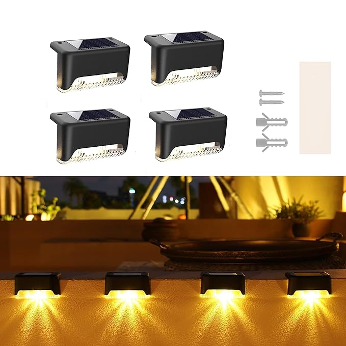 BRITSPEAR plastic Waterproof LED Solar Powered Deck Stair Outdoor Light for Railing, Wall Garden,Pathway, Backyard, Patio, and Balcony Decoration (4)