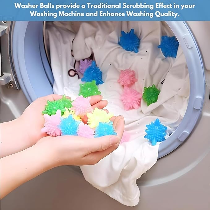 CANDY KART Washing Machine Cleaner Balls, Reusable Tangle Free Clothes Cleaning Ball, Scrubbing Laundry Balls, Washing Balls Enhance Cleaning Power, Unique Size & Shape For Better Clean Pack Of 15