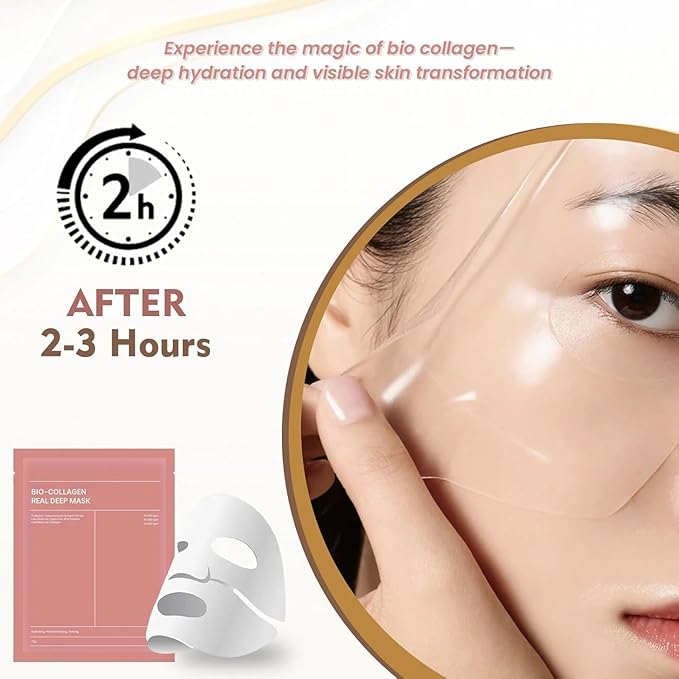 VONT Bio Collagen Face Mask Overnight, Bio Collagen Face Mask, Bio Collagen Mask, Hydrating Overnight Hydrogel Mask, Pore Minimizing, Elasticity (1 count (pack of 1), Unscented)
