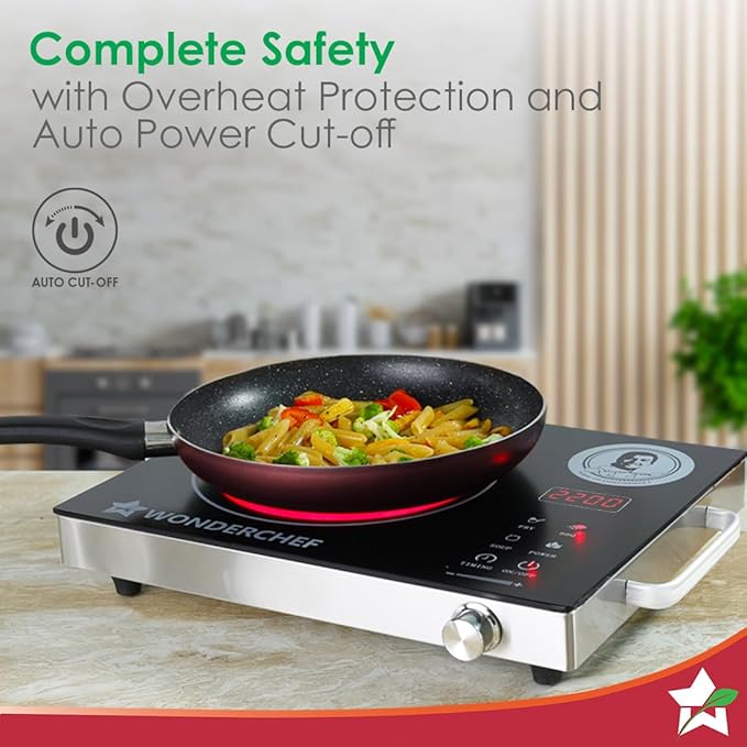 Wonderchef Easy Cook Infrared Cooktop | 2200 Watt Induction Cooktop | LED Digital Panel | Smart Touch Buttons | 2 Year Warranty