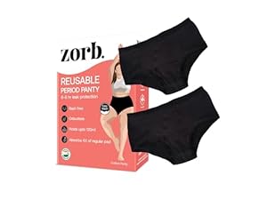 Zorb. Reusable Period Panty for Women | Cotton, Spandex | Comfortable Period Panties for Women Leak Proof | Absorbs Heavy Flow 4X of Sanitary Pad Black, Large (PO2)