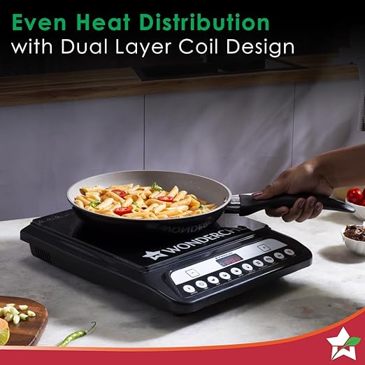 Wonderchef Power 1400W Induction Cooktop with 11 Preset Functions, Push Touch Control Button Induction Cooktop, 2 Years Warranty