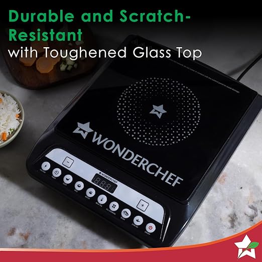 Wonderchef Power 1400W Induction Cooktop with 11 Preset Functions, Push Touch Control Button Induction Cooktop, 2 Years Warranty