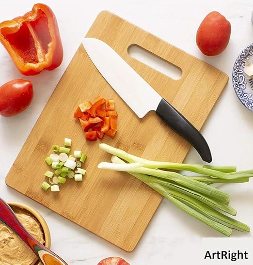 ArtRight Large Natural Bamboo Wood Chopping Cutting Board for Kitchen Vegetables, Fruits & Cheese, BPA Free, Eco-Friendly, Anti-Microbial (34 x 24cm)