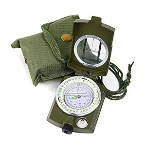 HOME BUY High Accuracy Waterproof Military Compass with Carrying Bag Lensatic Sighting Waterproof and Shakeproof Compass Army Green Suitable for Camping Hiking (Green)