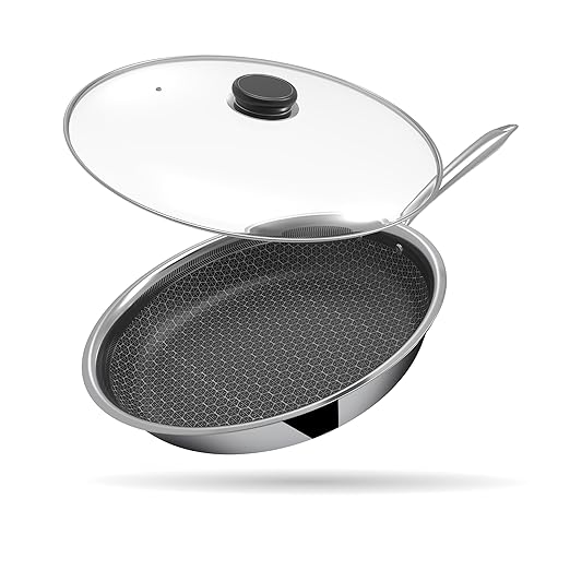 Esspy 24cm Triply Stainless Steel Frying Pan with Glass Lid 