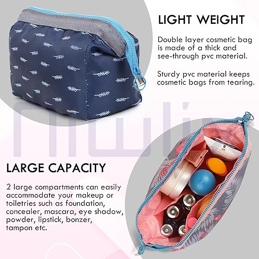 Niwlix Pack of 2, 12 Cms Travel Toiletry Makeup Cosmetic Organizer Pouch Bag Shaving Household Grooming Travel Storage Organizer Bags Pouches Kit