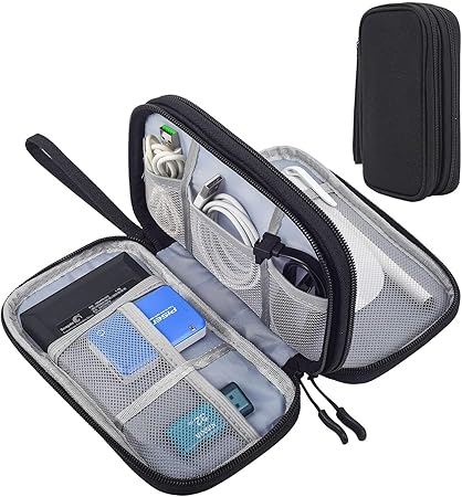Niwlix Gadget Cable Organizer Pouch Storage Case for USB Cables, Earphones, Power Bank, Chargers, Hard Disk & Other Accessories Travel Organiser Bag - Black
