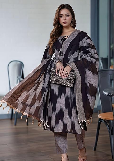 ANNI DESIGNER Women's Rayon Viscose Straight Printed Kurta with Pant & Dupatta