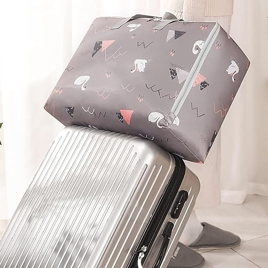 Zollyss, Non-woven Extra Large Size Underbed Storage Bag Waterproof (58 x 40 x 23 cm) - Zippered Closure & Handle Swan Print, Rectangular