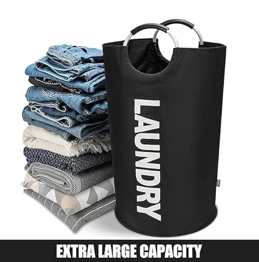 Zollyss Laundry Basket with Handles (Large 90 L) BLACK