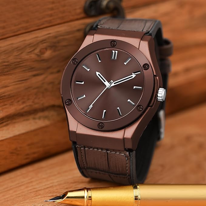 SWADESI STUFF Analog Quartz Wrist Watch for Men and Boys | Stylish Leather Strap 