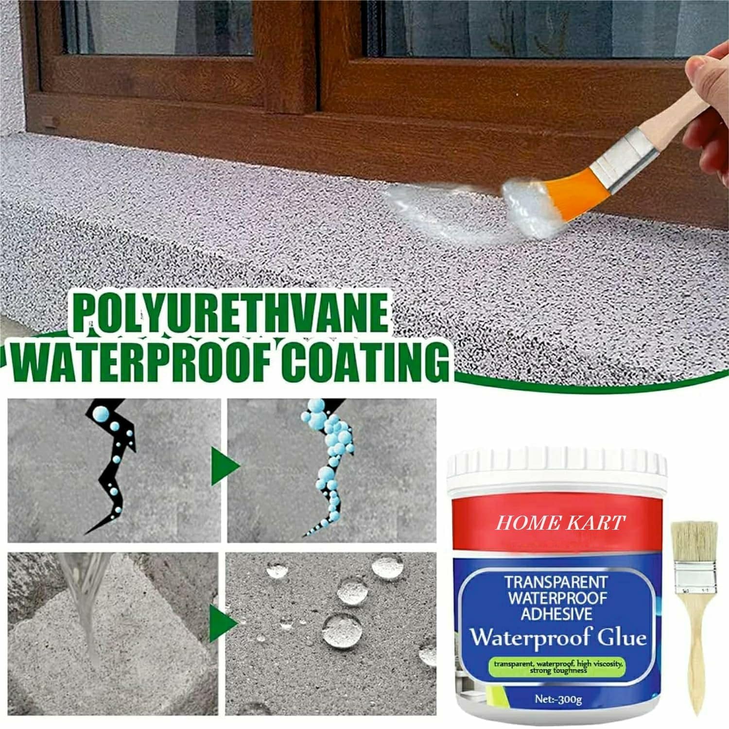 ARABEX Crack Seal Glue 300gm With Brush | waterproof tape Transparent Waterproof Glue Solution For Roof Leakage 