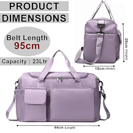 Zollyss Travel Duffel Bag with Shoes Compartment Sports Gym Bag with Dry Wet Separated Pocket for Men and Women, Overnight Bag Weekender Bag Training Handbag (Purple)